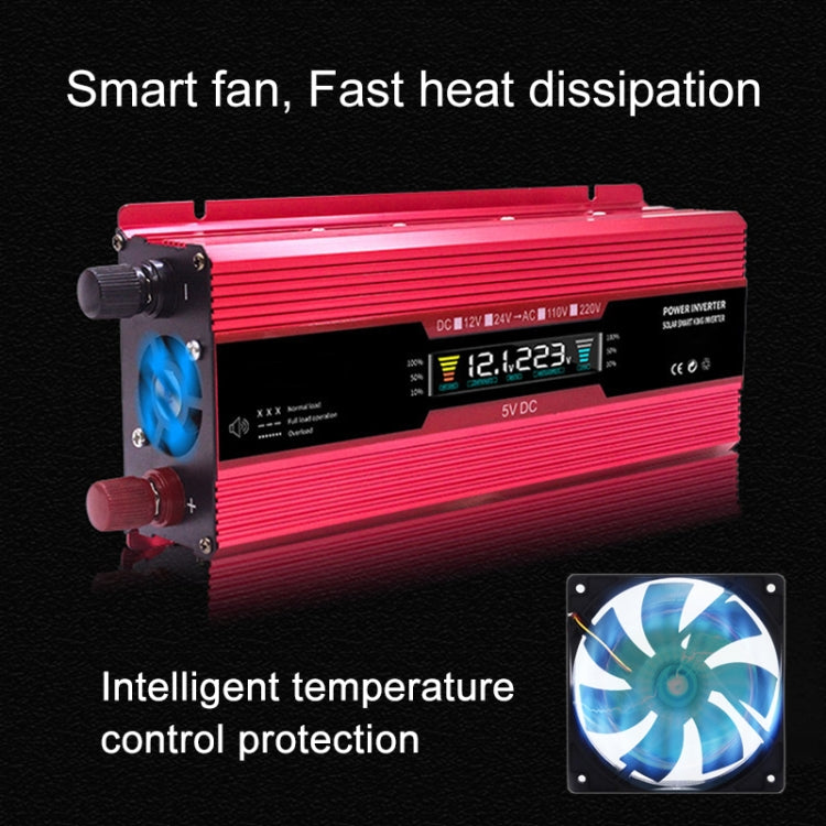 Carmaer US Plug 12V to 110V 1200W Car LCD Display Inverter Household Power Converter, US Plug 12V to 110V 1200W