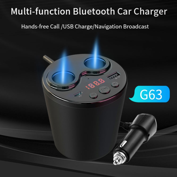 G63 Car Multi-function Bluetooth Charger Cup Support USB Charging / Navigation Broadcast, without Remote Control, without Remote Control