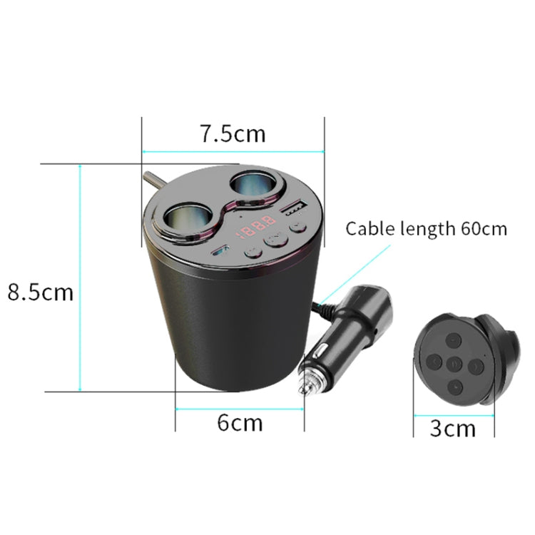 G63 Car Multi-function Bluetooth Charger Cup Support Hands-free Call / USB Charging / Navigation Broadcast, with Remote Control, with Remote Control