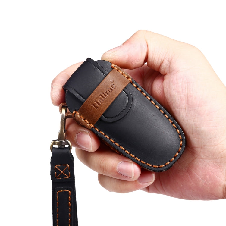 Hallmo Car Cowhide Leather Key Protective Cover Key Case for Hyundai 4-button, For Hyundai 4-button