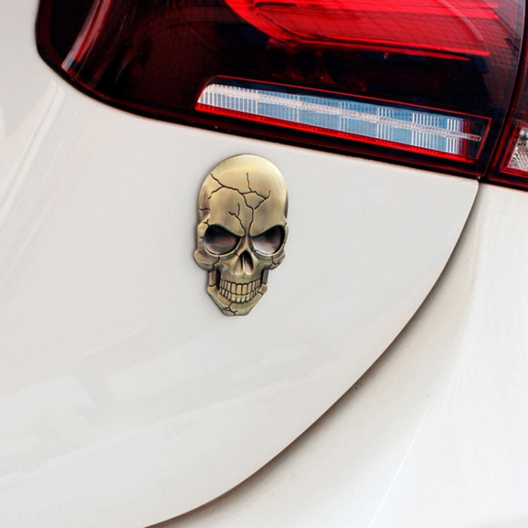 Three-dimensional Devil Skull Metal Car Sticker, Titanium Color, Bronze, Silver Grey