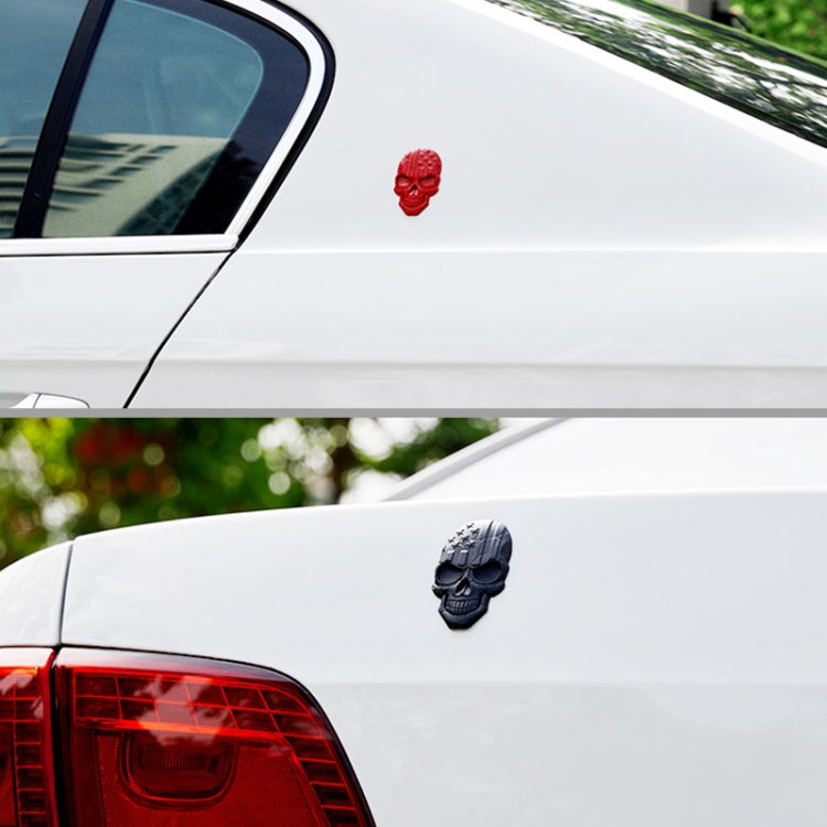 Three-dimensional Devil Skull Metal Plating Car Sticker, Black, Plating Bronze, Red, Silver