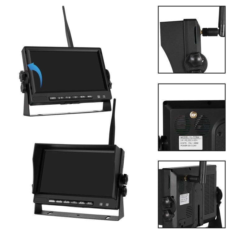 PZ710-W 7 inch Car Digital Wireless Rear-view Split-screen Monitor Dual Record, PZ710-W Dual Record