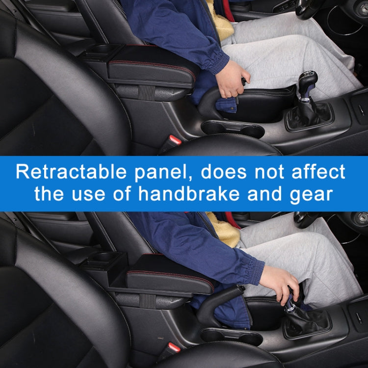 Car Multi-functional Dual USB Armrest Box Booster Pad, Microfiber Leather Straight Type, Microfiber Straight Type (Black), Microfiber Straight Type (Black Red), Microfiber Straight Type (Black White)