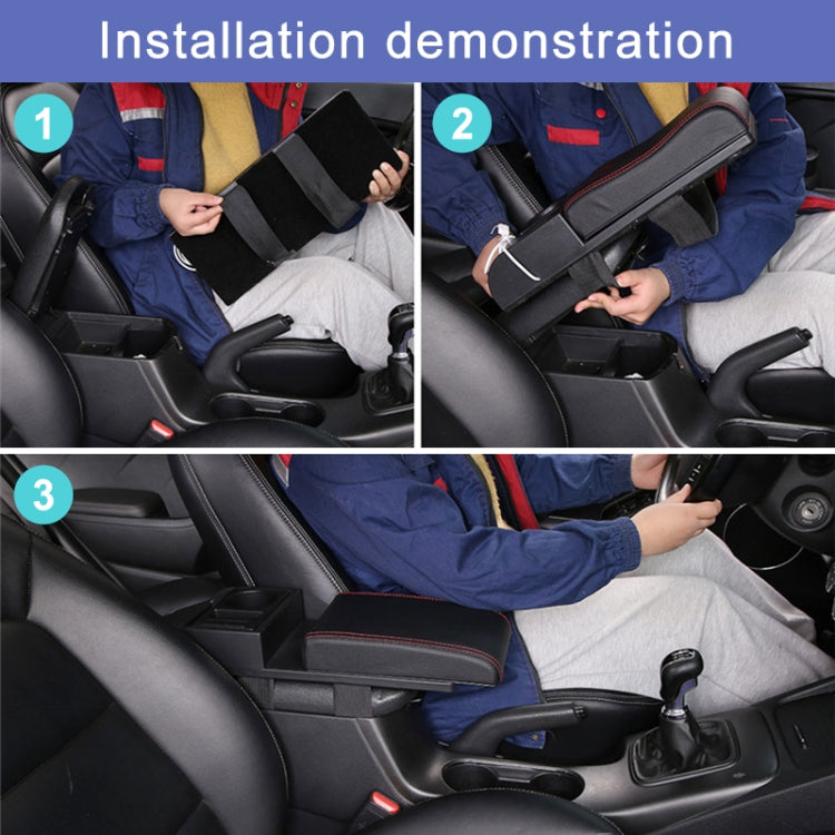 Car Multi-functional Dual USB Armrest Box Booster Pad, Carbon Fiber Leather Curved Type, Carbon Fiber Curved Type (Black), Carbon Fiber Curved Type (Black Red)), Carbon Fiber Curved Type (Black White)