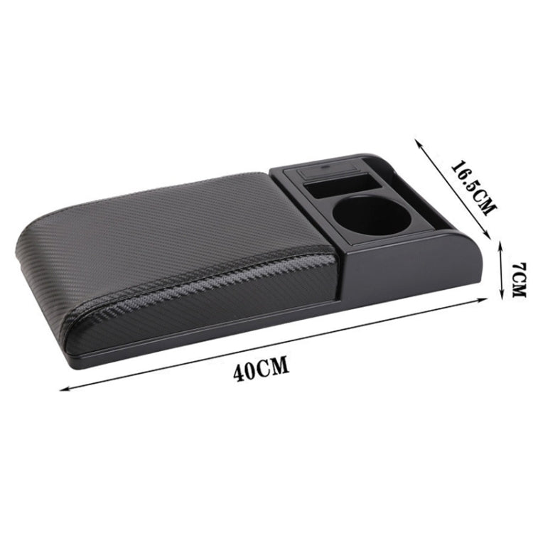 Car Multi-functional Dual USB Armrest Box Booster Pad, Carbon Fiber Leather Straight Type, Carbon Fiber Straight Type (Black), Carbon Fiber Straight Type (Black Red), Carbon Fiber Straight Type (Black White)