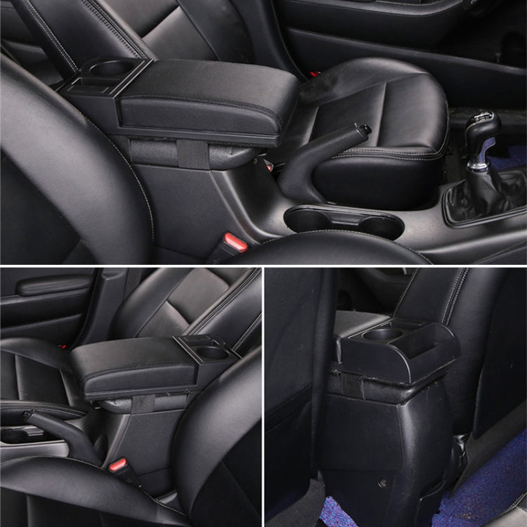 Car Multi-functional Dual USB Armrest Box Booster Pad, Carbon Fiber Leather Straight Type, Carbon Fiber Straight Type (Black), Carbon Fiber Straight Type (Black Red), Carbon Fiber Straight Type (Black White)