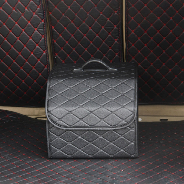 Car Trunk Foldable Storage Box, Rhombic Grid Small Size: 33 x 32 x 30cm, Rhombic 33 x 32 x 30cm (Wine Red), Rhombic 33 x 32 x 30cm (Beige), Rhombic 33 x 32 x 30cm (Coffee), Rhombic 33 x 32 x 30cm (Black Red), Rhombic 33 x 32 x 30cm (Black)