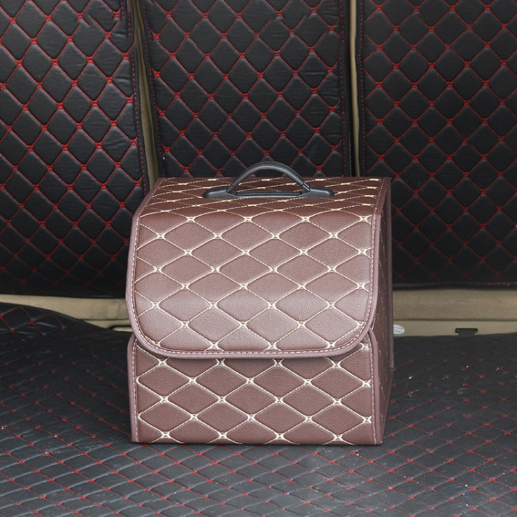 Car Trunk Foldable Storage Box, Rhombic Grid Small Size: 33 x 32 x 30cm, Rhombic 33 x 32 x 30cm (Wine Red), Rhombic 33 x 32 x 30cm (Beige), Rhombic 33 x 32 x 30cm (Coffee), Rhombic 33 x 32 x 30cm (Black Red), Rhombic 33 x 32 x 30cm (Black)