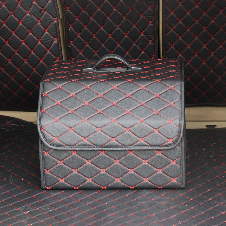 Car Trunk Foldable Storage Box, Rhombic Grid Middle Size: 40 x 32 x 30cm, Rhombic 40 x 32 x 30cm (Wine Red), Rhombic 40 x 32 x 30cm (Beige), Rhombic 40 x 32 x 30cm (Coffee), Rhombic 40 x 32 x 30cm (Black Red), Rhombic 40 x 32 x 30cm (Black)
