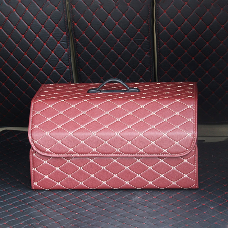 Car Trunk Foldable Storage Box, Rhombic Grid Large Size: 54 x 32 x 30cm, Rhombic 54 x 32 x 30cm (Coffee), Rhombic 54 x 32 x 30cm (Black Red), Rhombic 54 x 32 x 30cm (Black), Rhombic 54 x 32 x 30cm (Wine Red), Rhombic 54 x 32 x 30cm (Beige)