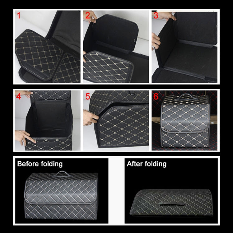 Car Trunk Foldable Storage Box, Rhombic Grid Large Size: 54 x 32 x 30cm, Rhombic 54 x 32 x 30cm (Coffee), Rhombic 54 x 32 x 30cm (Black Red), Rhombic 54 x 32 x 30cm (Black), Rhombic 54 x 32 x 30cm (Wine Red), Rhombic 54 x 32 x 30cm (Beige)