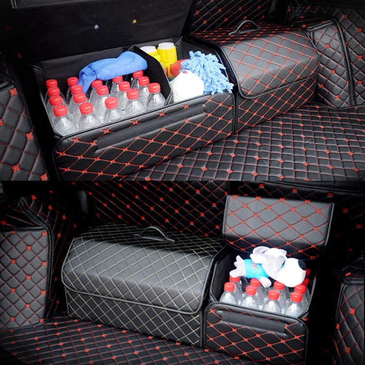 Car Trunk Foldable Storage Box, Rhombic Grid Large Size: 54 x 32 x 30cm, Rhombic 54 x 32 x 30cm (Coffee), Rhombic 54 x 32 x 30cm (Black Red), Rhombic 54 x 32 x 30cm (Black), Rhombic 54 x 32 x 30cm (Wine Red), Rhombic 54 x 32 x 30cm (Beige)