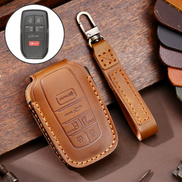 Hallmo Car Genuine Leather Key Protective Cover for Toyota Sienna 6-button, For Toyota Sienna 6-button (Black), For Toyota Sienna 6-button (Blue), For Toyota Sienna 6-button (Brown)