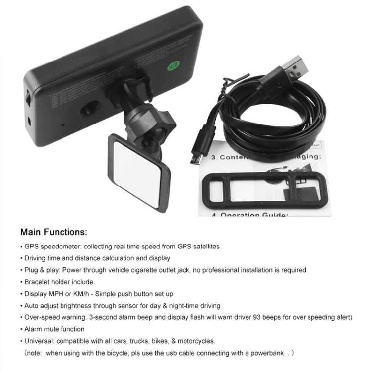Car / Motorcycles HUD Display GPS Speedometer Overspeed Warning, GPS HUD