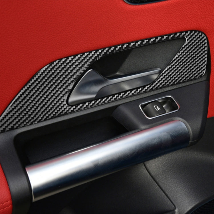 4 PCS/Set Carbon Fiber Car Inner Door Handle Frame Decorative Sticker for Mercedes-Benz B-Class 2019/GLB 2020,Left and Right Drive Universal