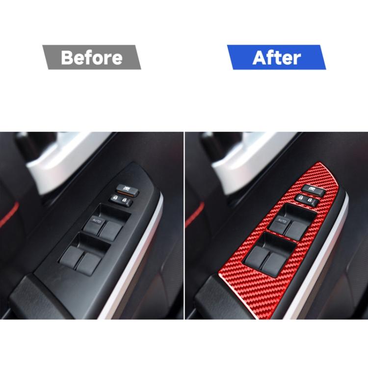 4 PCS / Set Carbon Fiber Car Glass Lift Switch Ring Decorative Sticker for Toyota Tundra 2014-2018,Left Drive, Glass Lift Switch Ring,Left Drive