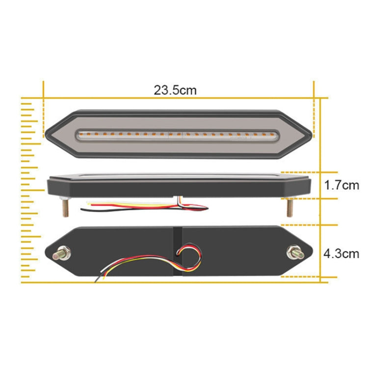 2 PCS Heavy Truck 100LED Two-color Running Water Light Guide Brake Steering Tail Rear Bumper Light, 100LED