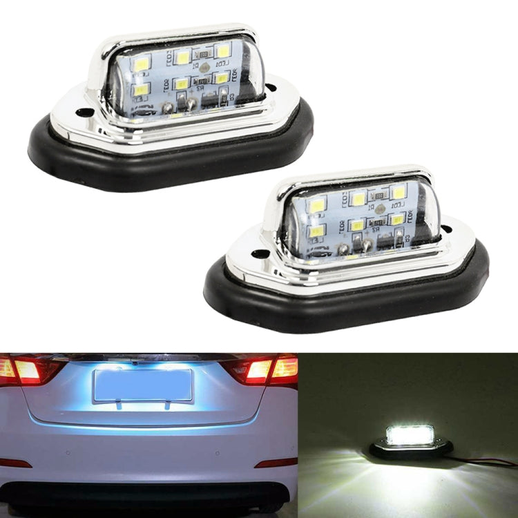 2 PCS MK-257 Car Van Bus Trailer LED Taillight Side Light 12-30V 6LEDs License Plate Light, MK-257 (Black), MK-257 (Silver)