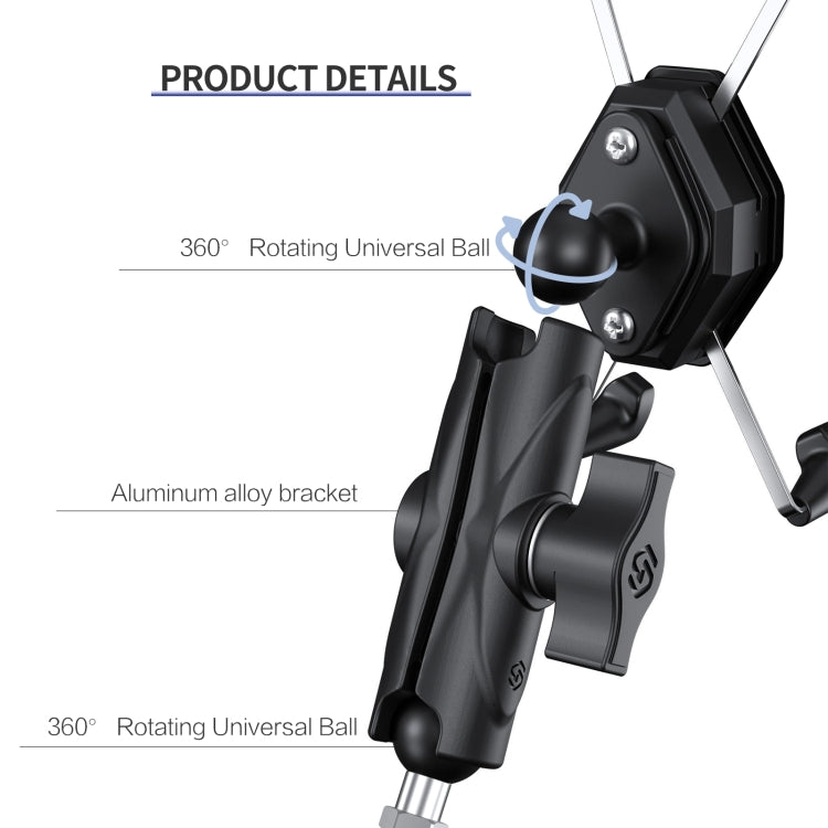 ZH-1558D1 Motorcycle M10 Ball Joint X-shape Aluminum Alloy Phone Holder, ZH-1558D1