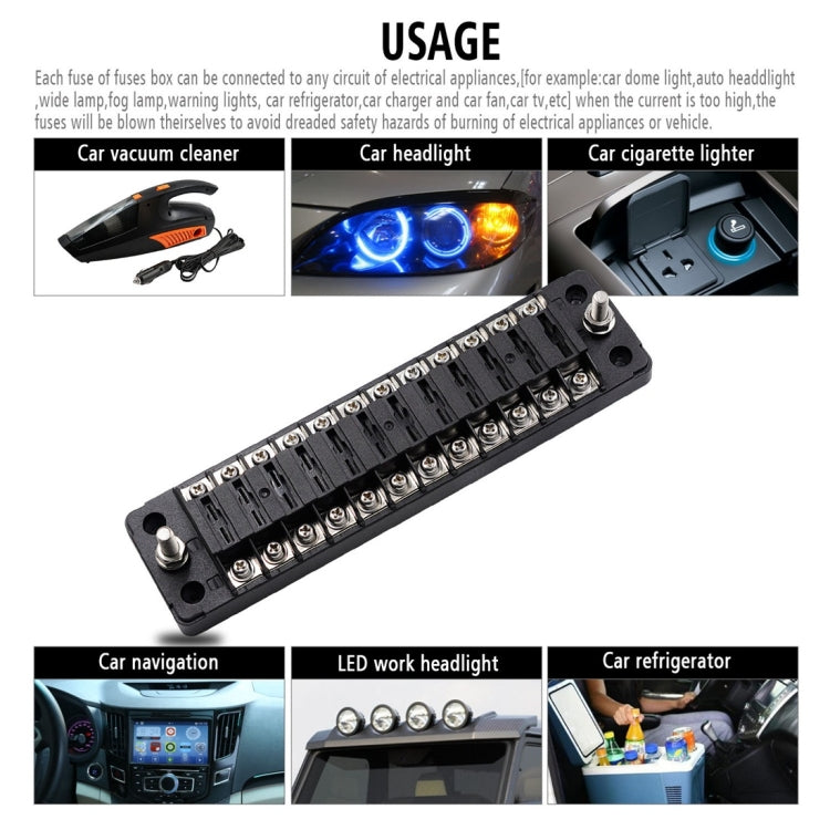 CS-978A2 FB1902 1 In 12 Out Independent Positive Negative Fuse Box without Fuse Piece for Auto Car Truck Boat, CS-978A2