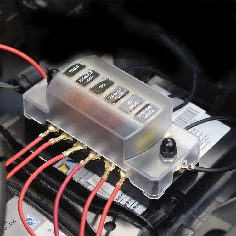 ZH-978A1 FB1901 1 In 6 Out 6 Ways Independent Positive Negative Fuse Box with 12 Fuses for Auto Car Truck Boat, ZH-978A1