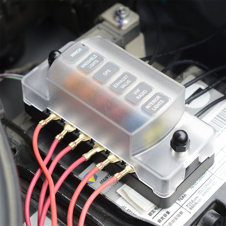 ZH-979A1 FB1903 1 In 1 Out 6 Ways No Distinction Positive Negative Fuse Box with 12 Fuses for Auto Car Truck Boat, ZH-979A1