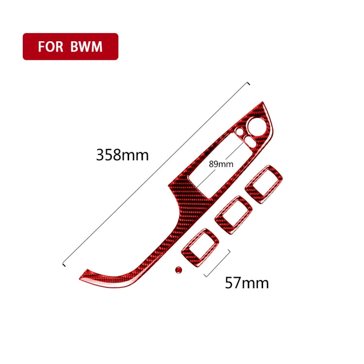 5 PCS Set For BMW 3 Series E90 Carbon Fiber Car Left Drive Window Lift Panel Decorative Sticker, Diameter: 35.8cm, Car Left Drive Window Lift Panel