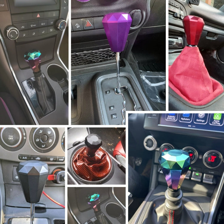 Universal Car Diamond Shape Metal Gear Shift Knob, Silver, Black, Blue, Purple, Red