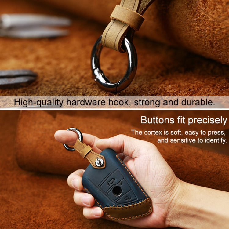 For BMW Blade Style Car Cowhide Leather Key Protective Cover Key Case, Two Keys Version, For BMW, Two Keys Version