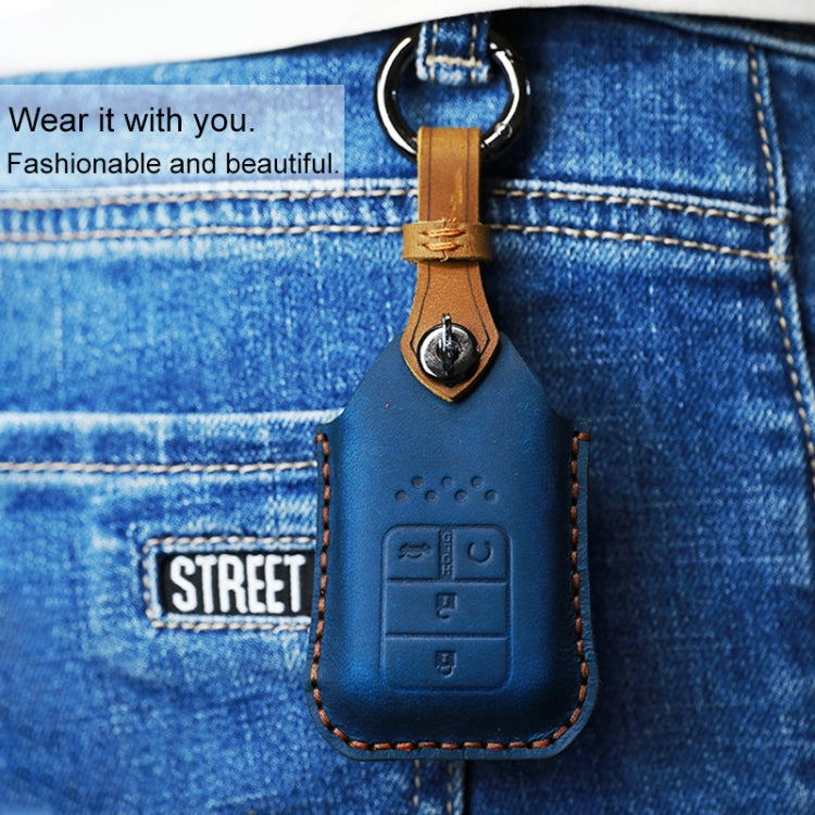 For Honda Car Cowhide Leather Key Protective Cover Key Case, Two Keys Version, For Honda, Two Keys Version