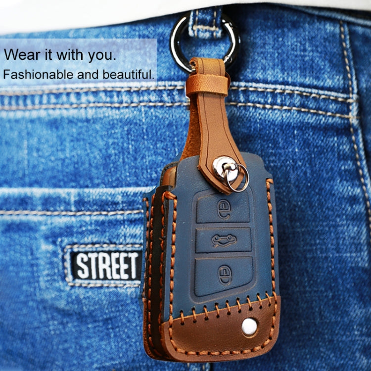For Volkswagen Car Cowhide Leather Key Protective Cover Key Case, A Version, For Volkswagen, A Version