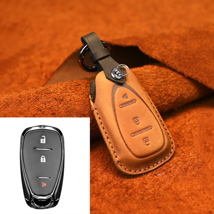 For Chevrolet Car Cowhide Leather Key Protective Cover Key Case, Three Keys Version, For Chevrolet, Three Keys Version