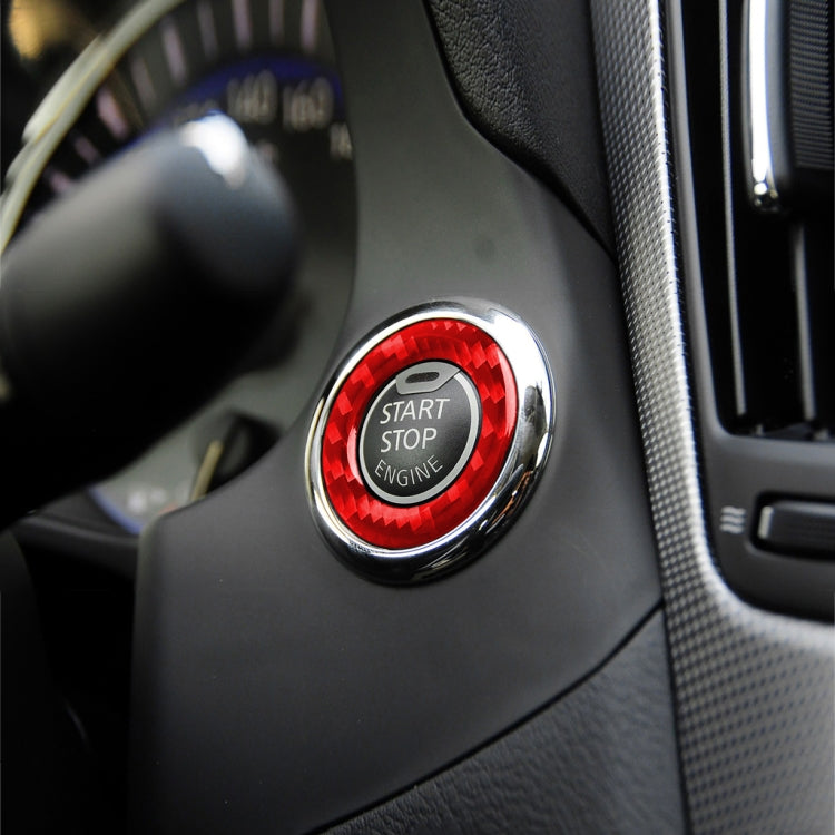 Car Carbon Fiber One-button Start Decorative Sticker for Infiniti Q50 2014-2020 / Q60 / QX60, Left and Right Drive, One-button Start