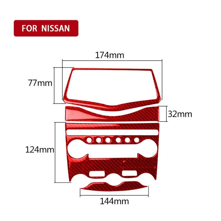 5 in 1 Car Carbon Fiber Air Conditioning Adjustment Panel Decorative Sticker for Nissan 370Z / Z34 2009-, Left and Right Drive Universal, 5 in 1 Air Conditioning Adjustment Panel