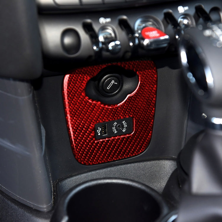 Car Carbon Fiber Cigarette Lighter Cover Decorative Sticker for BMW Mini Cooper F56 F55 F57, Left and Right Drive Universal