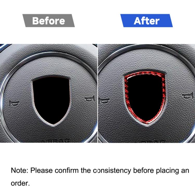 Car Carbon Fiber Steering Wheel Logo Decorative Sticker for Porsche Macan 2014-2021, Left and Right Drive Universal, Steering Wheel Logo