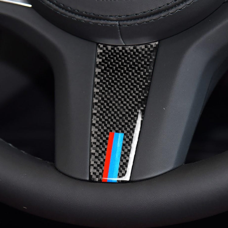 Car Carbon Fiber Steering Wheel 3-color Decorative Sticker for BMW G01 X3 2018-2020 / G02 X4 2019-2020, Left and Right Drive Universal, Steering Wheel 3-color