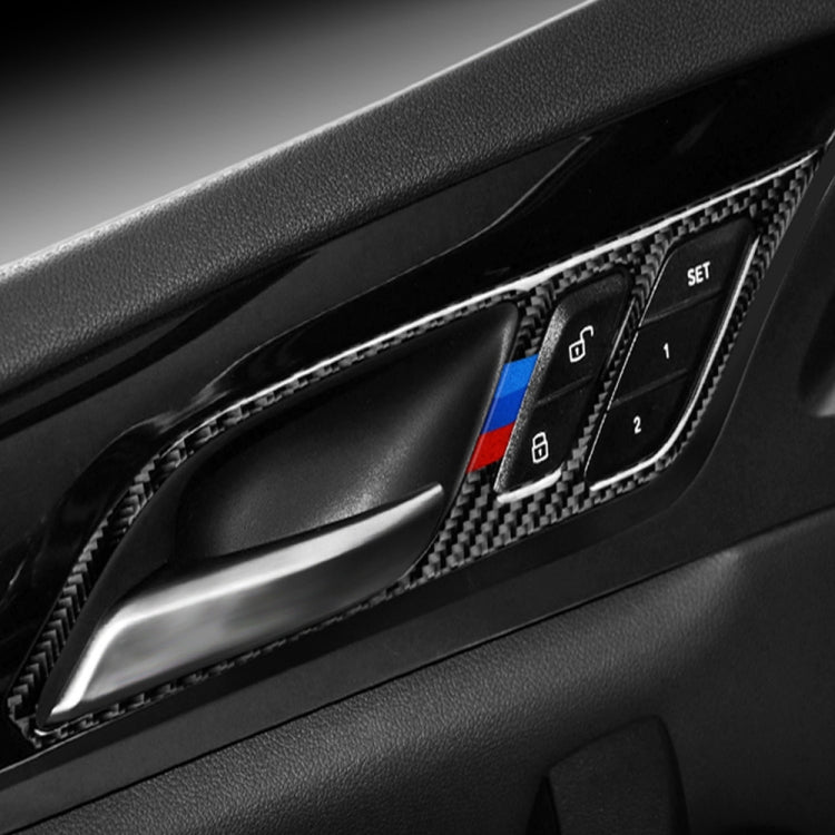 Car Carbon Fiber Inner Door Handle 3-color Decorative Sticker for BMW G01 X3 2018-2020 / G02 X4 2019-2020, Left Drive, Inner Door Handle 3-color