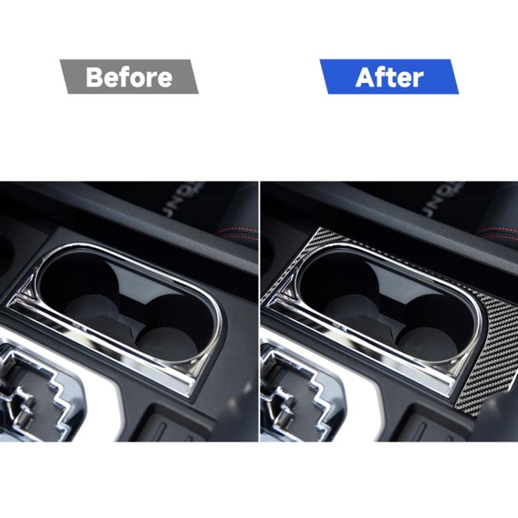 Carbon Fiber Car Cup Holder Frame Decorative Sticker for Toyota Tundra 2014-2018, Left Driving, Cup Holder Frame, Left Driving