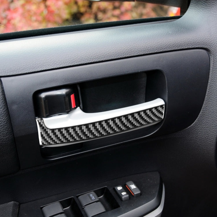 4 PCS/Set Carbon Fiber Car Inner Handle Decorative Sticker for Toyota Tundra 2014-2018, Left Right Driving Universal