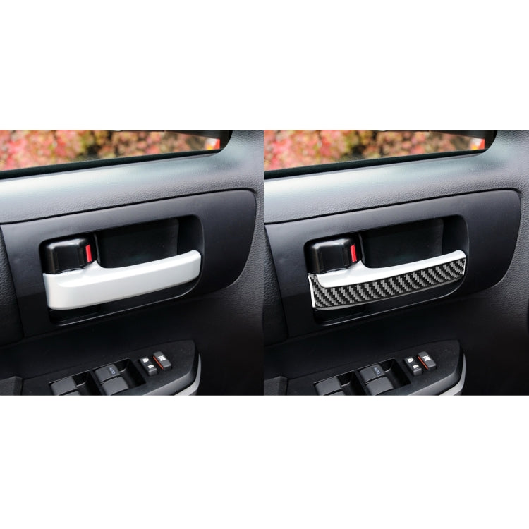 4 PCS/Set Carbon Fiber Car Inner Handle Decorative Sticker for Toyota Tundra 2014-2018, Left Right Driving Universal