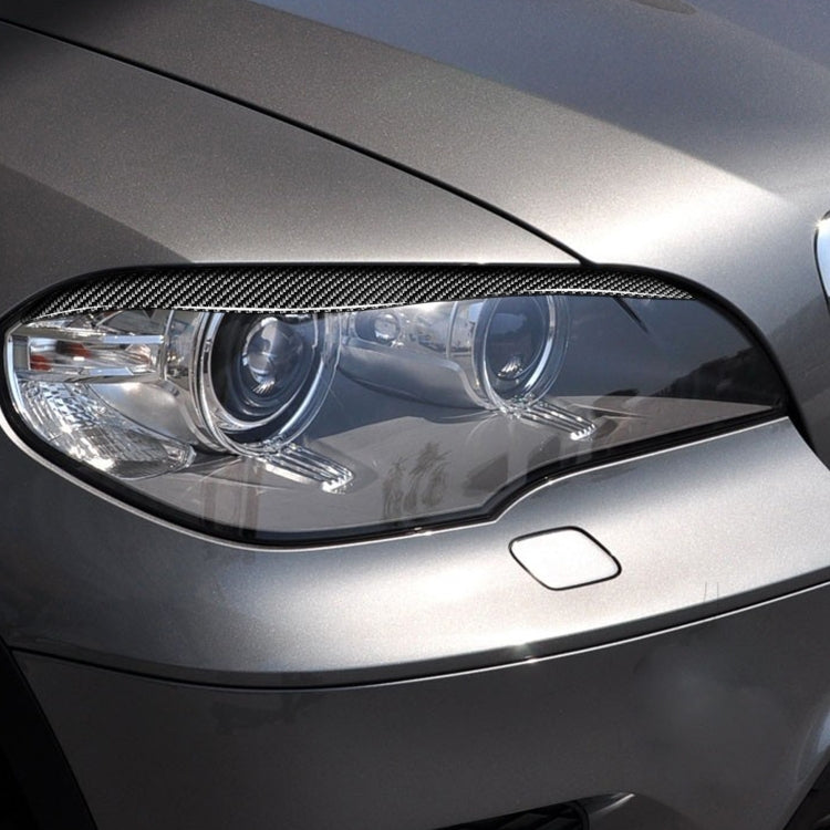 2 PCS / Set Carbon Fiber Car Lamp Eyebrow Decorative Sticker for BMW X5/E70 2010-2012, Drop Glue Version, For BMW X5/E70 2010-2012