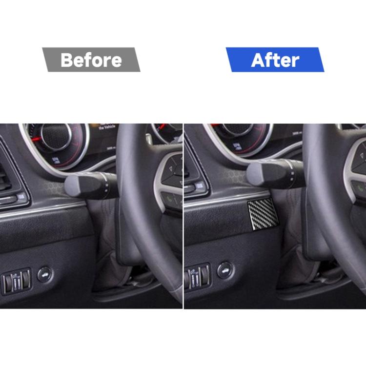 Carbon Fiber Car Steering Wheel Left Right Side Decorative Sticker for Dodge Challenger 2015 to Now, Left Driving, Steering Wheel Left Right Side