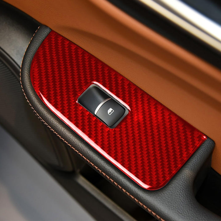 4 PCS / Set Carbon Fiber Car Window Button Panel Decorative Sticker for Alfa Romeo Giulia 2017-2019,Left Drive, Window Button Panel,Left Drive