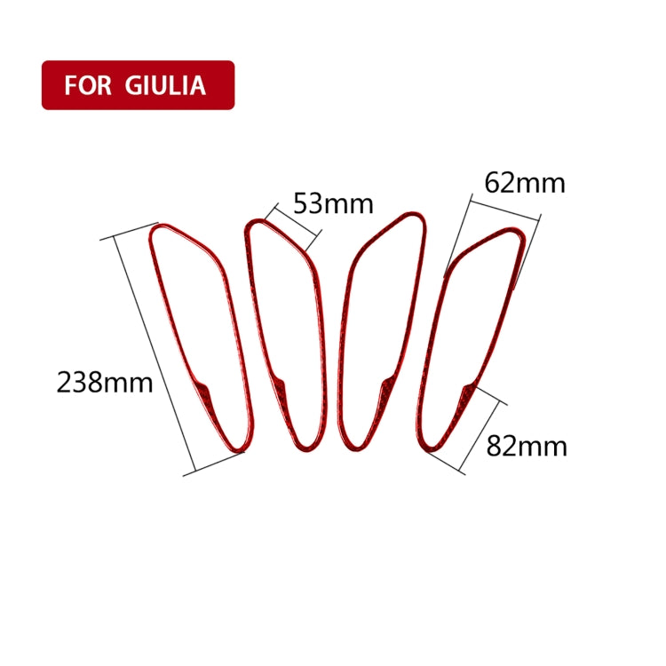 4 PCS / Set Carbon Fiber Car Inner Door Handle Frame Decorative Sticker for Alfa Romeo Giulia 2017-2019,Left and Right Drive Universal, Inner Door Handle Frame
