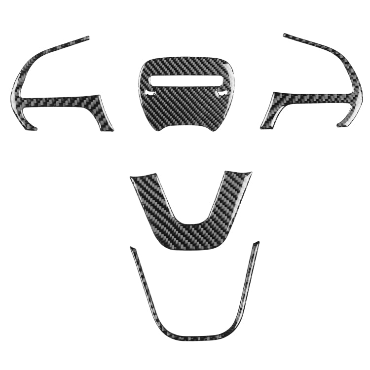 5 PCS/Set Carbon Fiber Car Steering Wheel Decorative Sticker for Dodge Challenger 2015 to Now, Left Driving