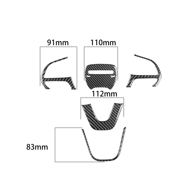 5 PCS/Set Carbon Fiber Car Steering Wheel Decorative Sticker for Dodge Challenger 2015 to Now, Left Driving