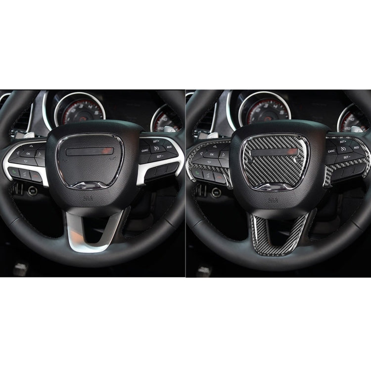 5 PCS/Set Carbon Fiber Car Steering Wheel Decorative Sticker for Dodge Challenger 2015 to Now, Left Driving