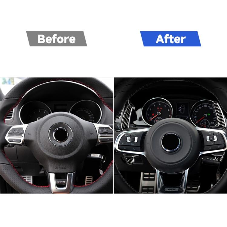 Carbon Fiber Car Central Steering Wheel Paddles Decorative Sticker for Volkswagen Golf 6 2008-2012, Central Steering Wheel Paddles